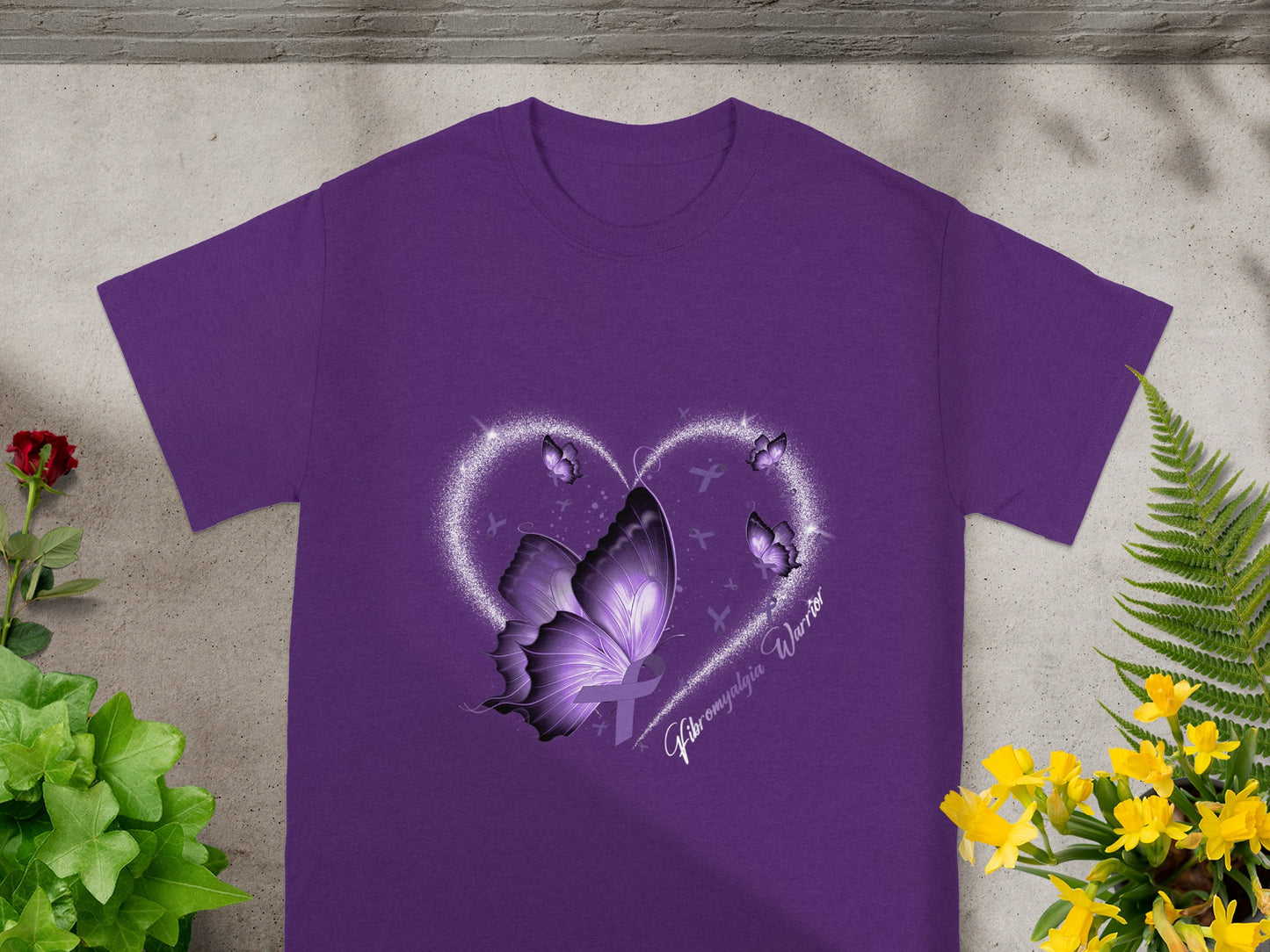 Fibromyalgia Warrior Purple Butterfly T-shirt