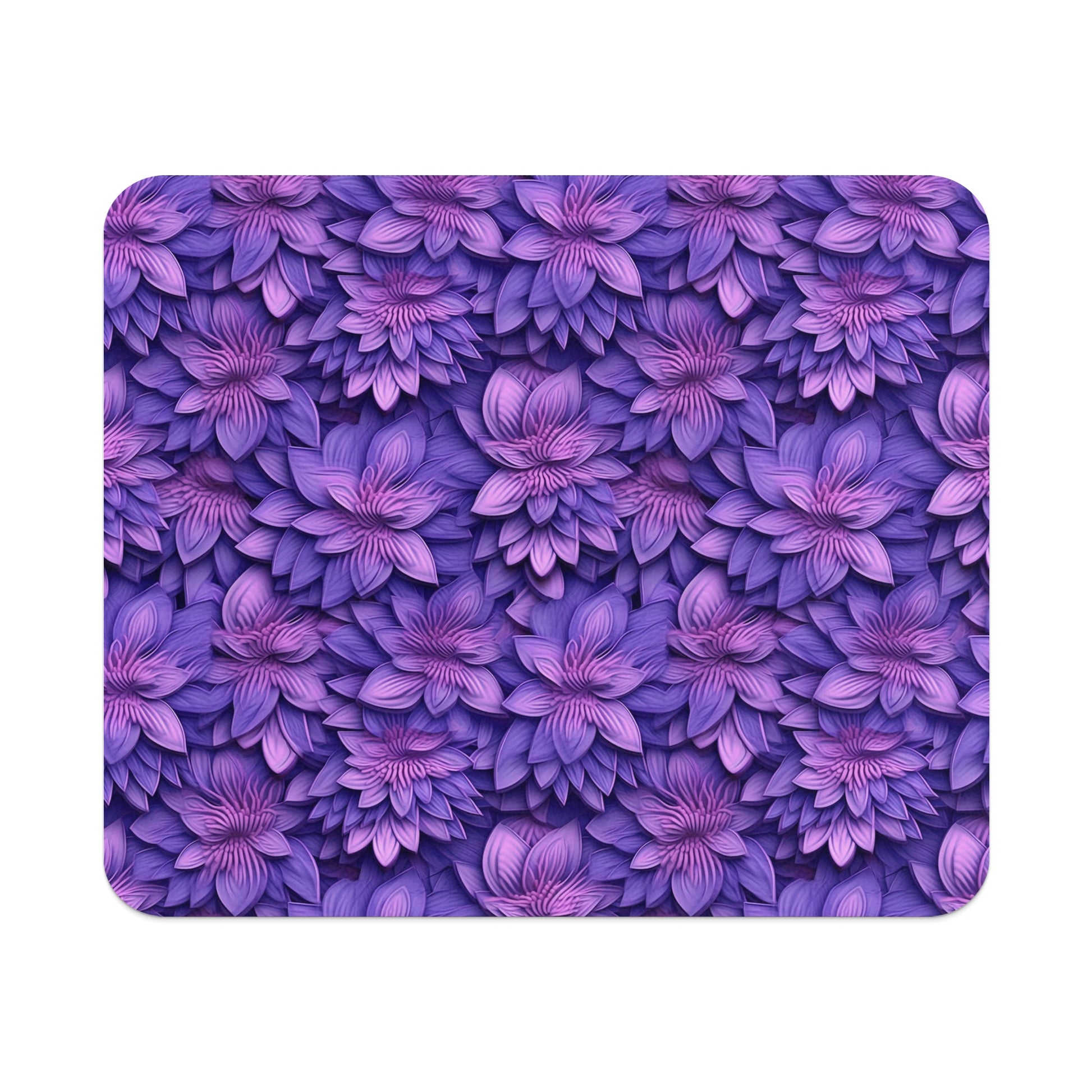 Purple Floral Patterned Design Mouse Pad