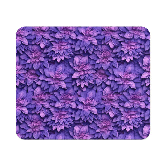 Purple Floral Patterned Design Mouse Pad