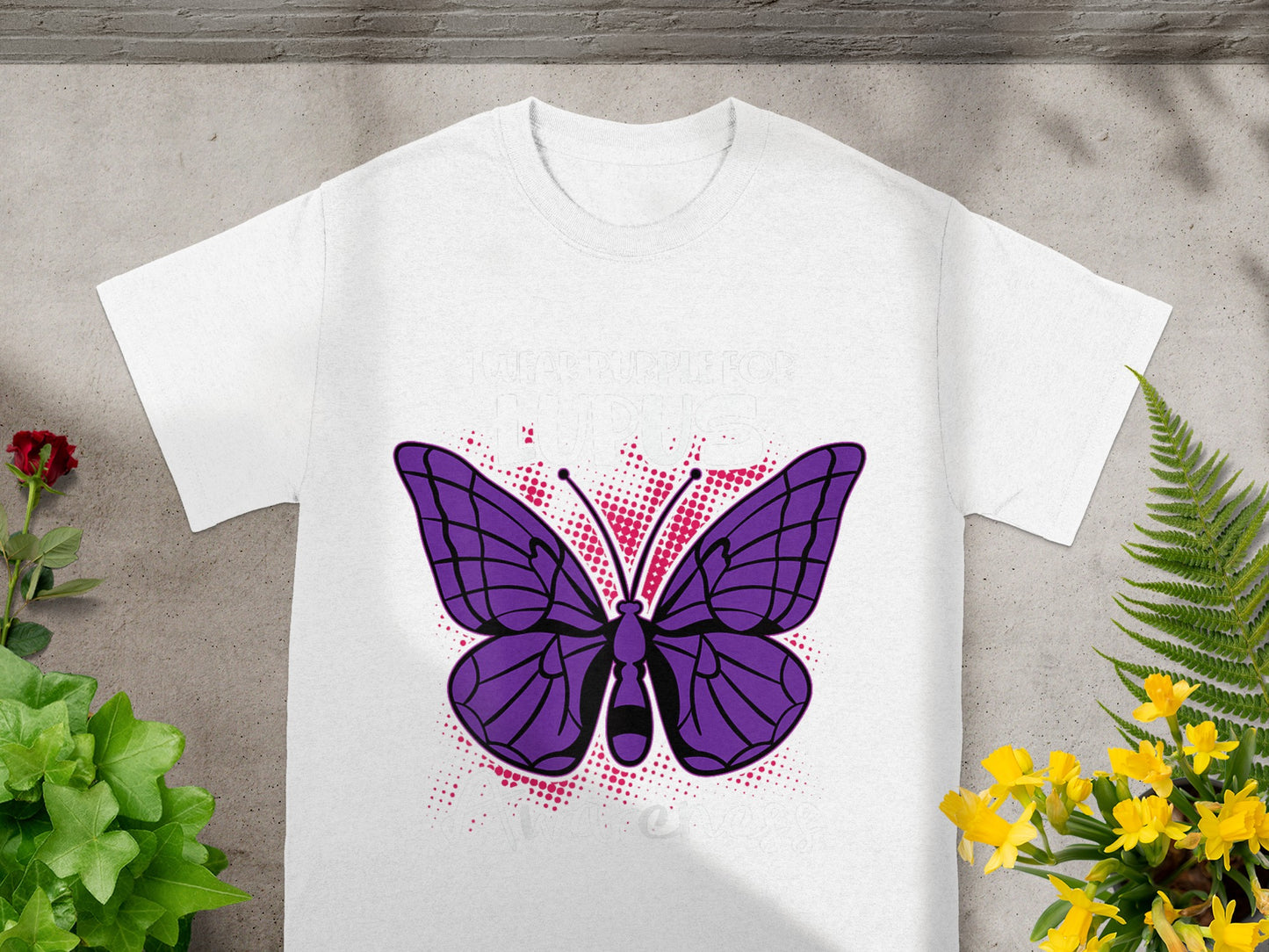 Purple Butterfly Graphic Print T-Shirt for Casual Style
