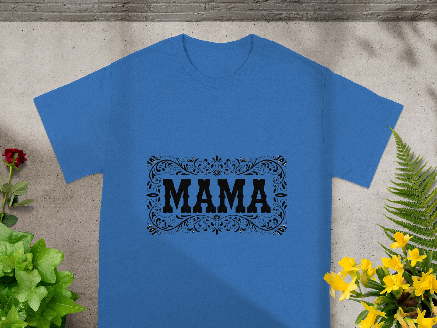 Blue T-Shirt with MAMA Graphic Design Product