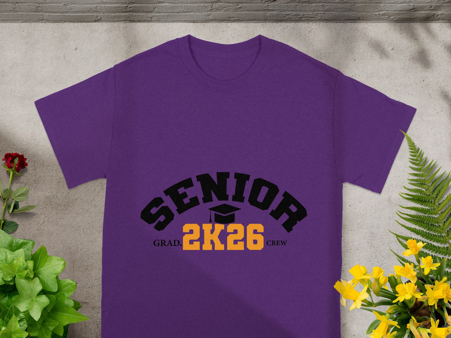 Senior 2K26 Crew Grad Purple Graphic T-Shirt