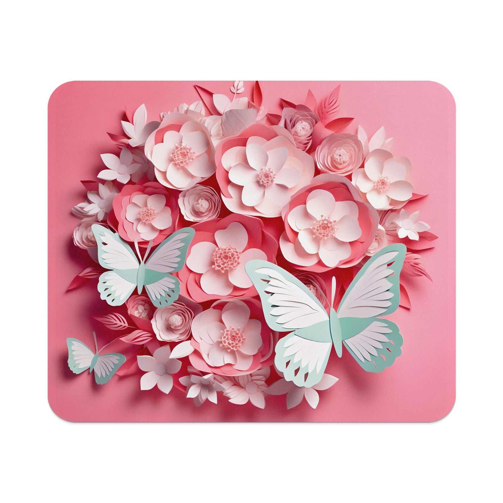 Pink Floral Bouquet with Butterflies Art Print