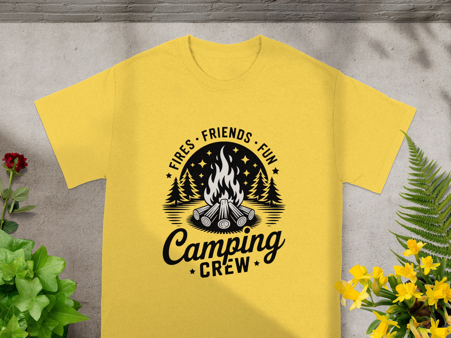 Fires Friends Fun Camping Crew T-Shirt for Outdoor Lovers