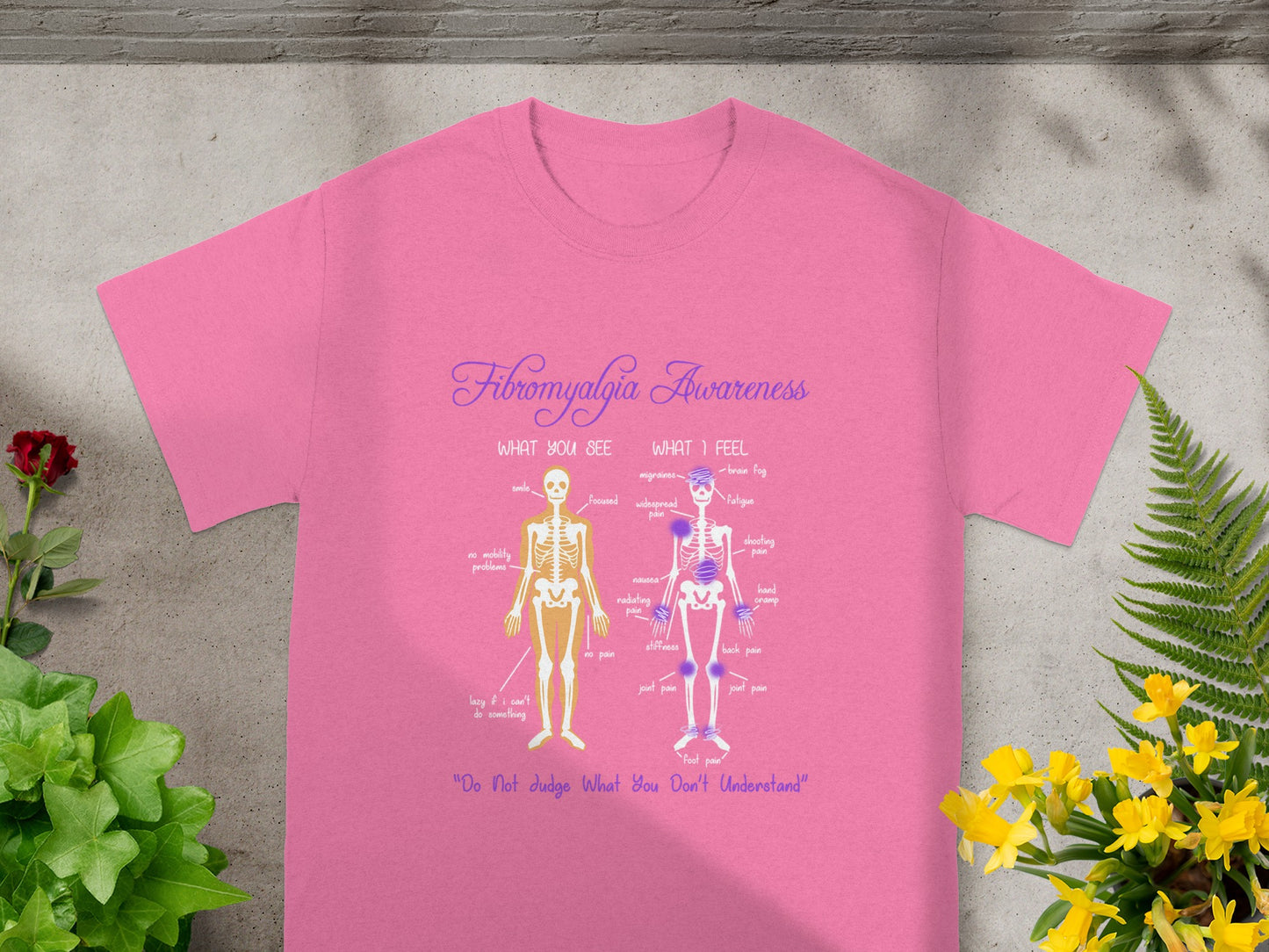 Fibromyalgia Awareness Graphic Pink T-shirt