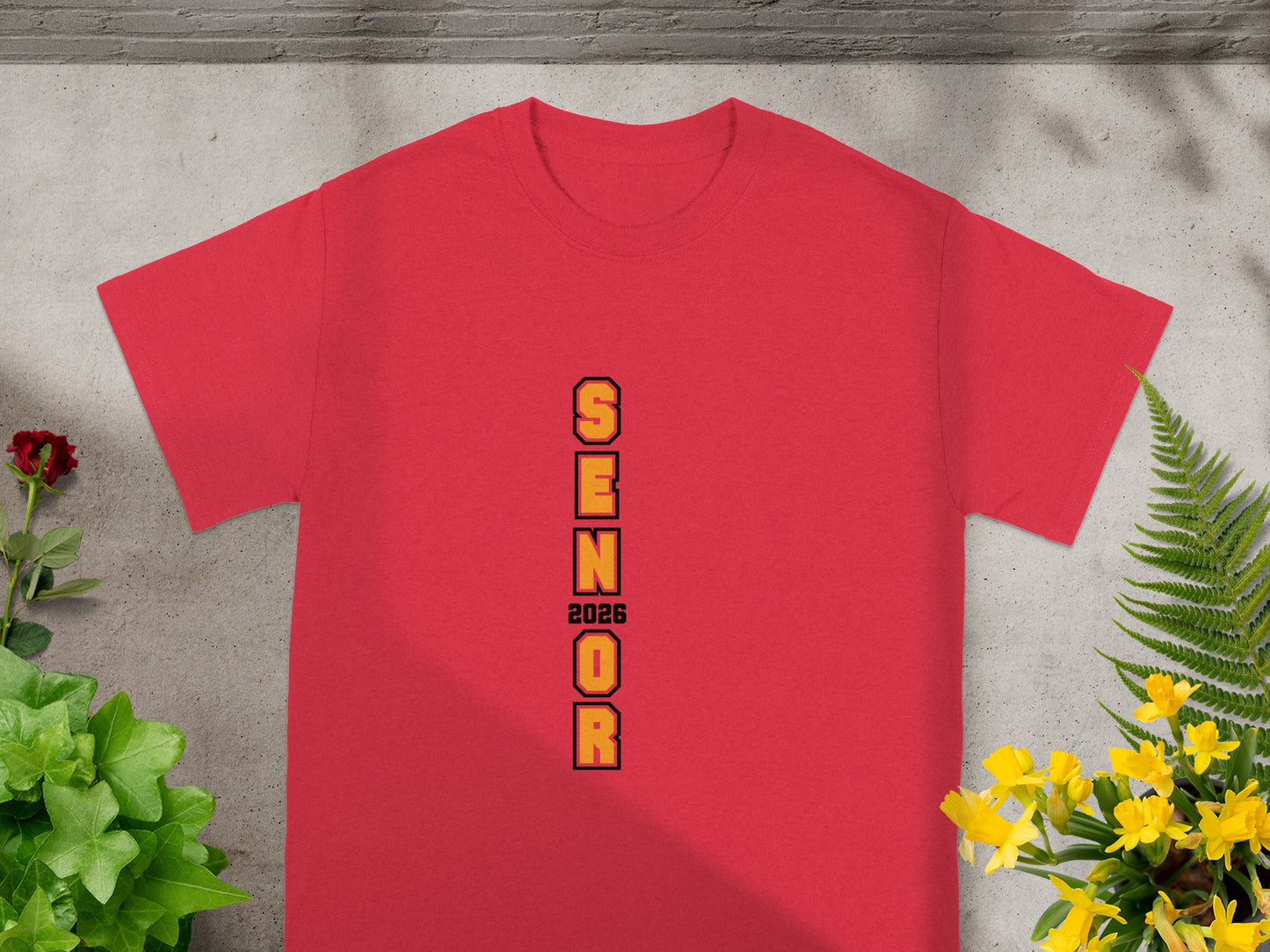 Senior 2026 Vertical Design Red T-shirt Product