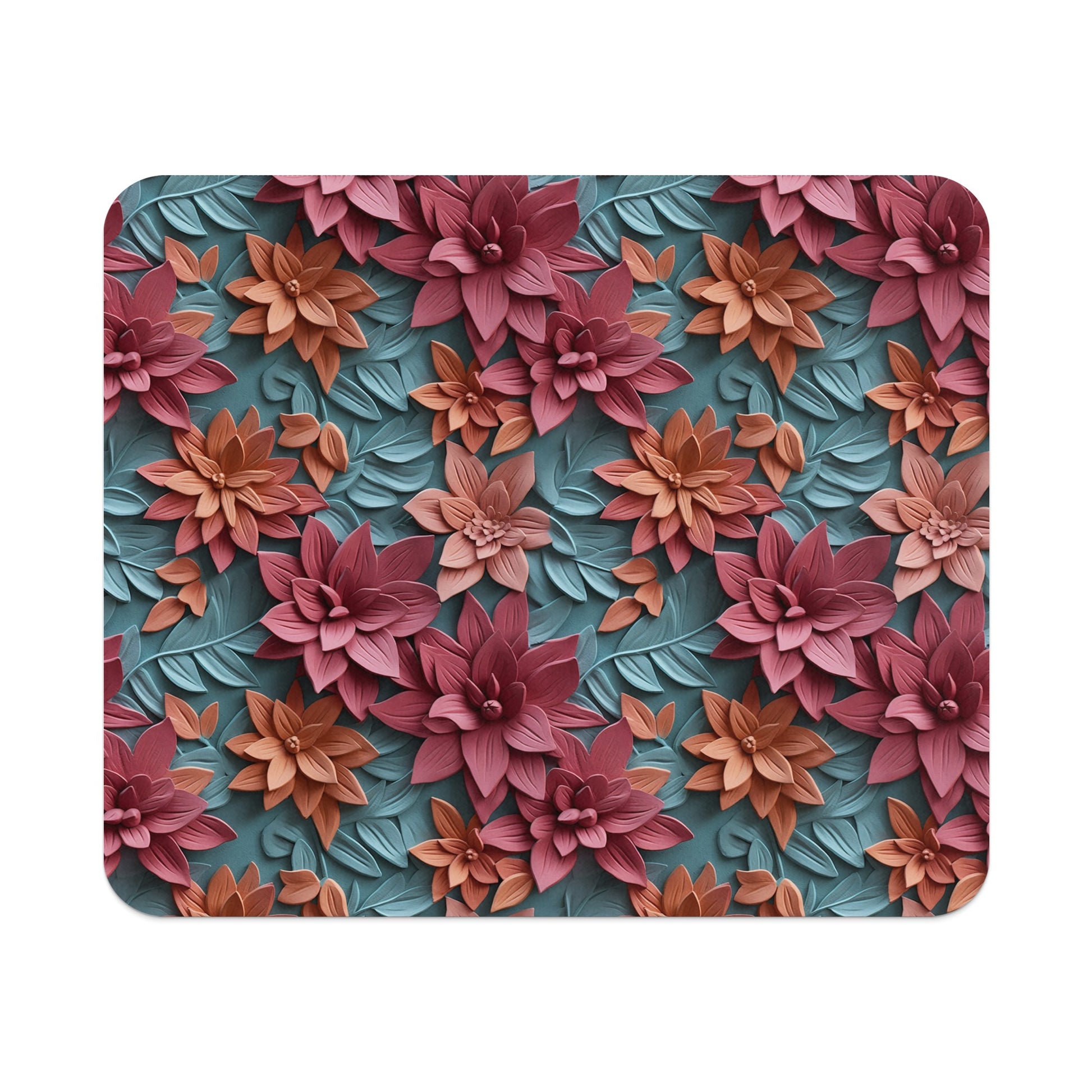 Floral Pattern Mouse Pad with Vibrant Colors Design