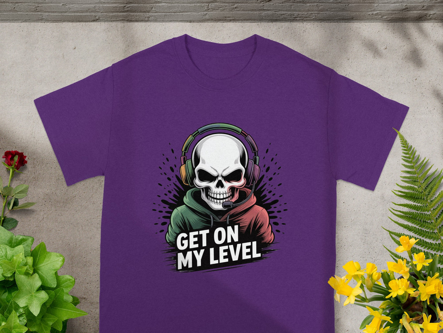 Get On My Level Skull with Headphones T-Shirt