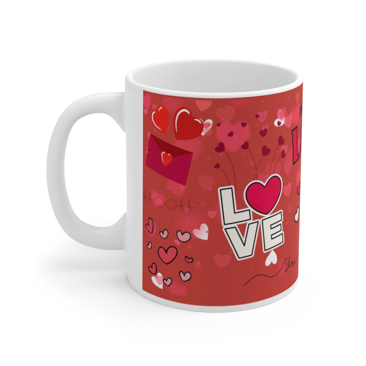 Red Hearts and Love Design Valentine's Mug Product