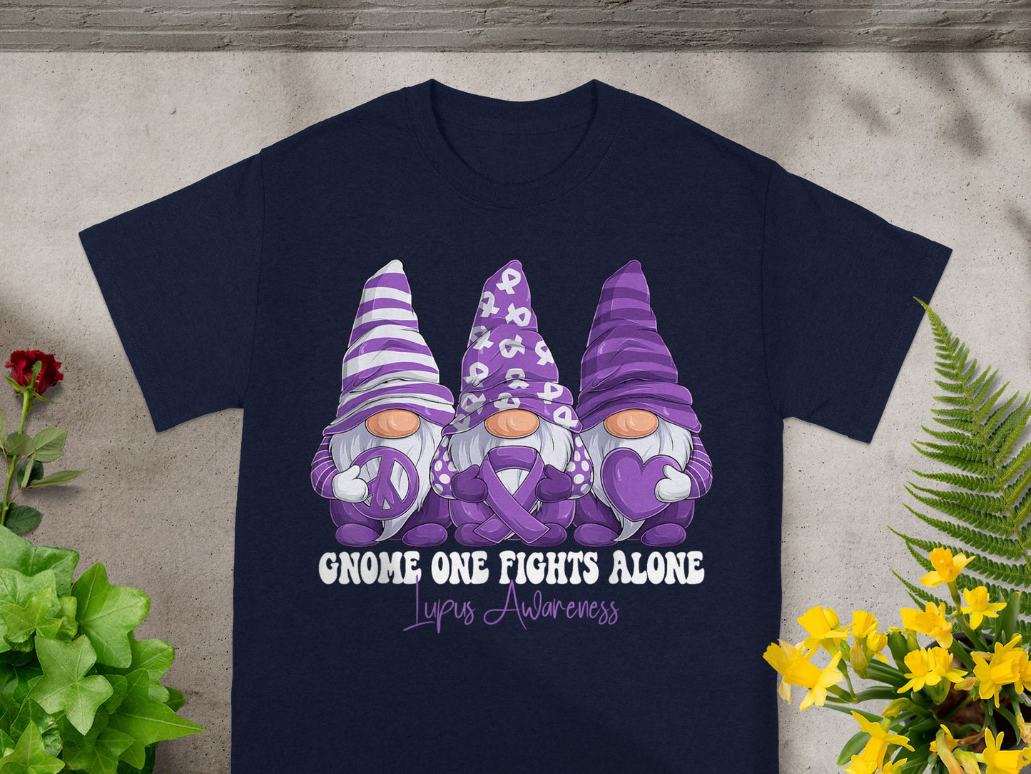 Gnome One Fights Alone Lupus Awareness T-shirt