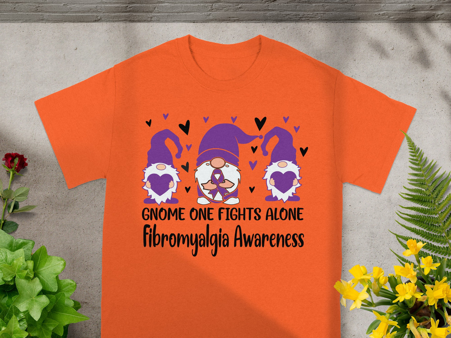 Gnome One Fights Alone Fibromyalgia Awareness shirt