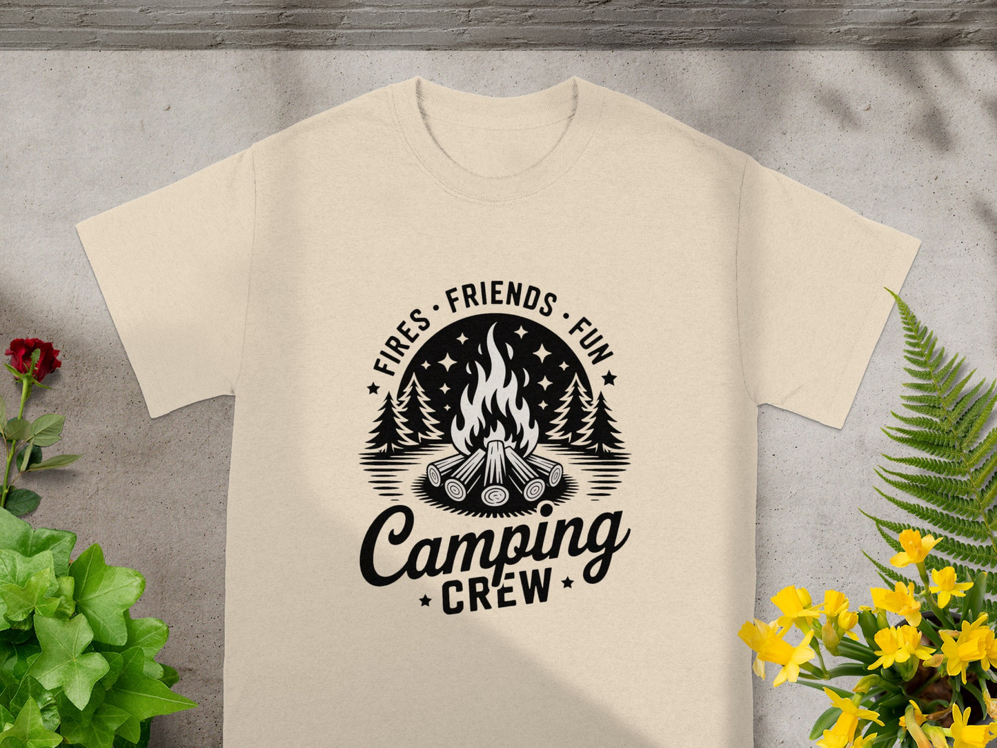 Fires Friends Fun Camping Crew T-Shirt for Outdoor Lovers