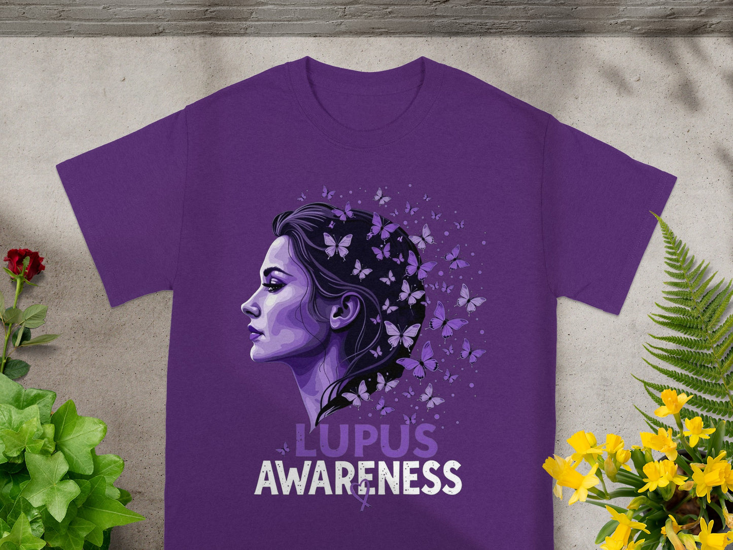 Lupus Awareness Graphic Butterfly Portrait T-Shirt
