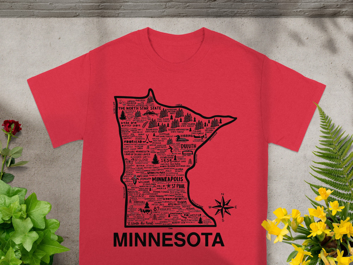 Minnesota Map Design Unisex T-Shirt Casual Wear