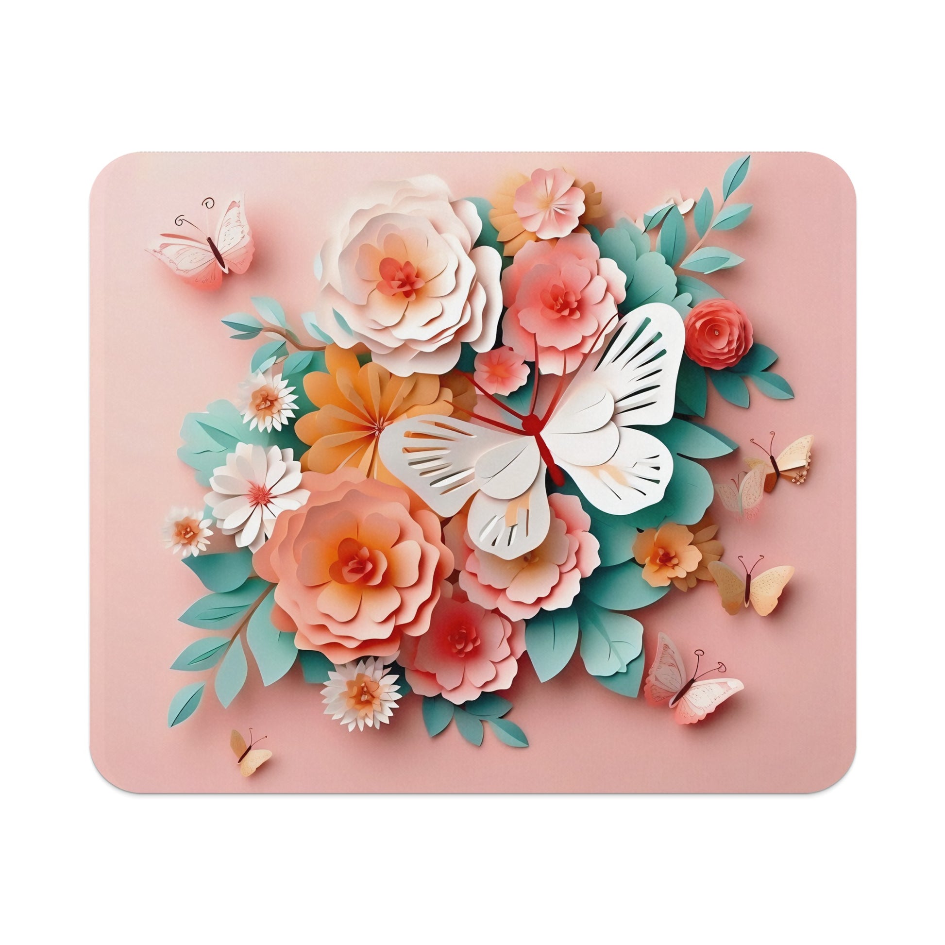 Vibrant Floral and Butterfly Art with Pink Background product