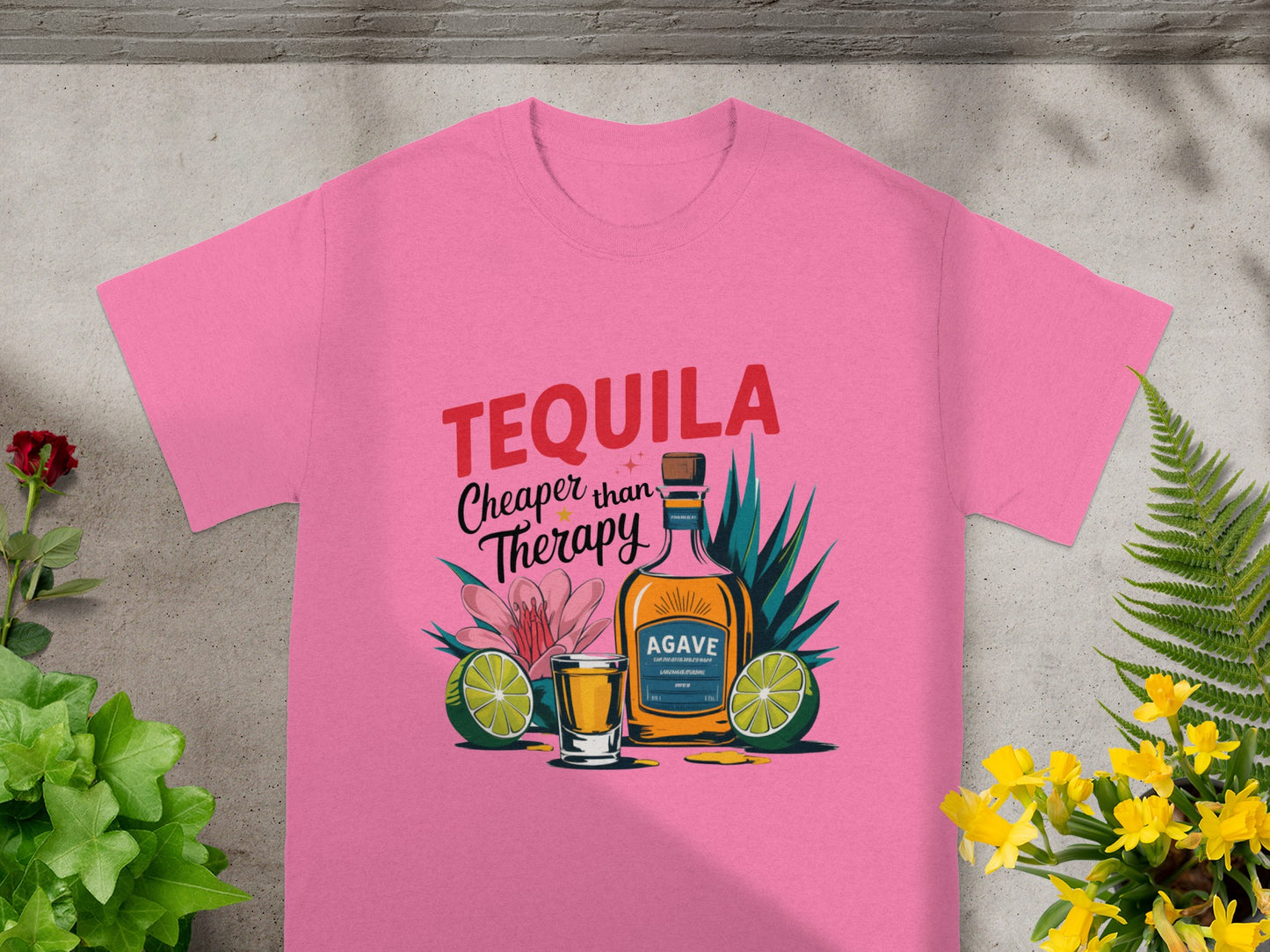 Tequila Cheaper Than Therapy Fun Statement Tee