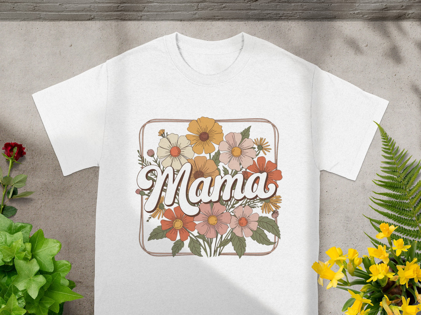 Mama Floral Graphic Design T-Shirt for Mothers