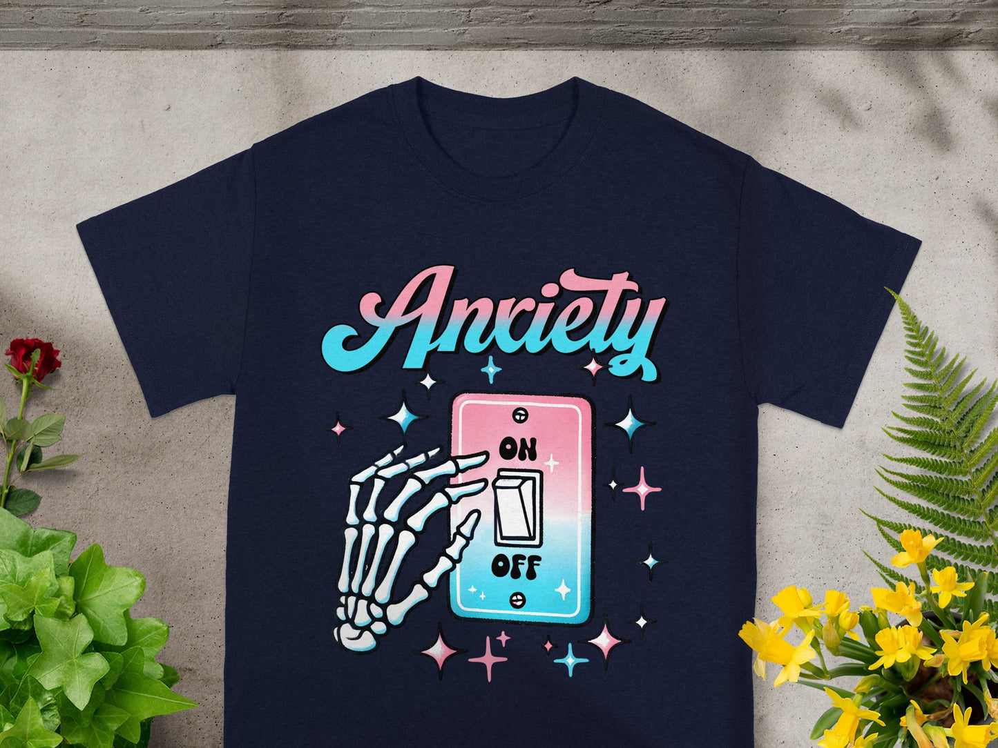 Anxiety On Off Switch Graphic Tee Shirt Product