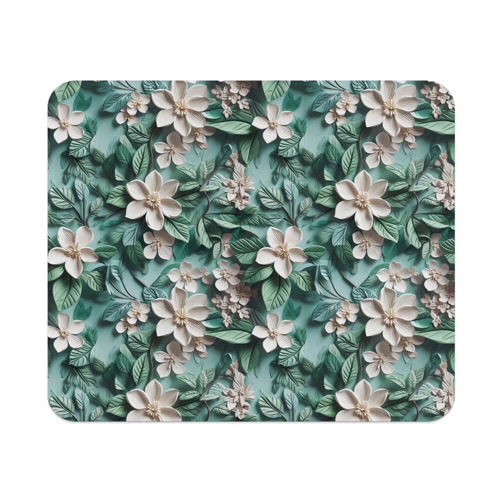 Floral and Leaf Pattern Design Mouse Pad