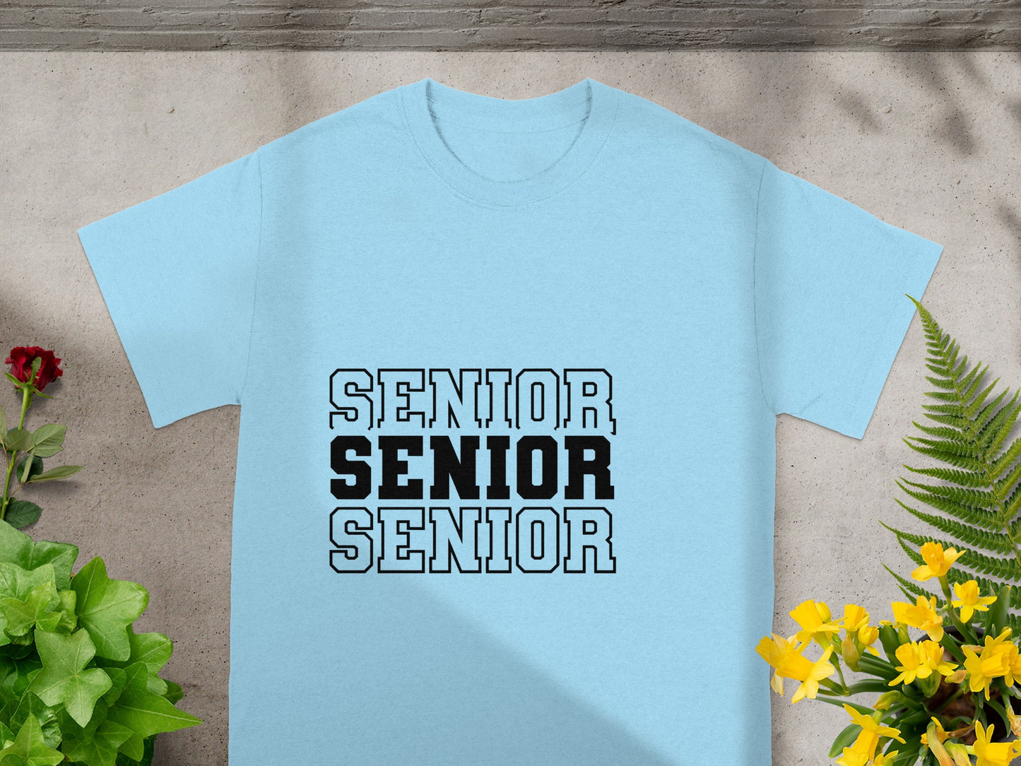 Senior Triple Text Design T-Shirt Gift for Seniors