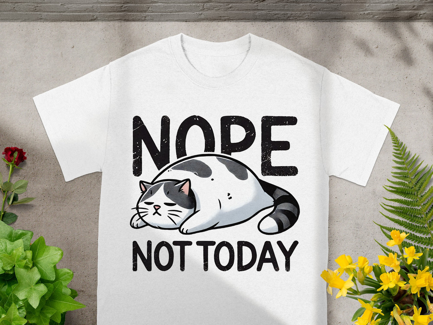Nope Not Today Funny Cat Graphic T-Shirt