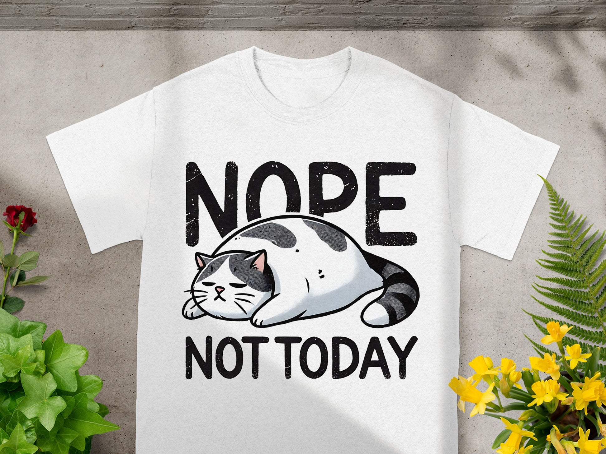 Nope Not Today Funny Cat Graphic T-Shirt