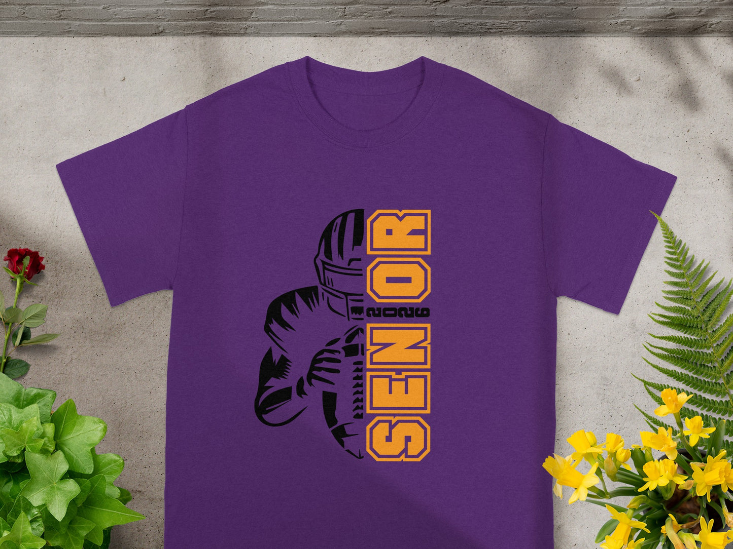 Senior Football Player Purple Graphic Shirt