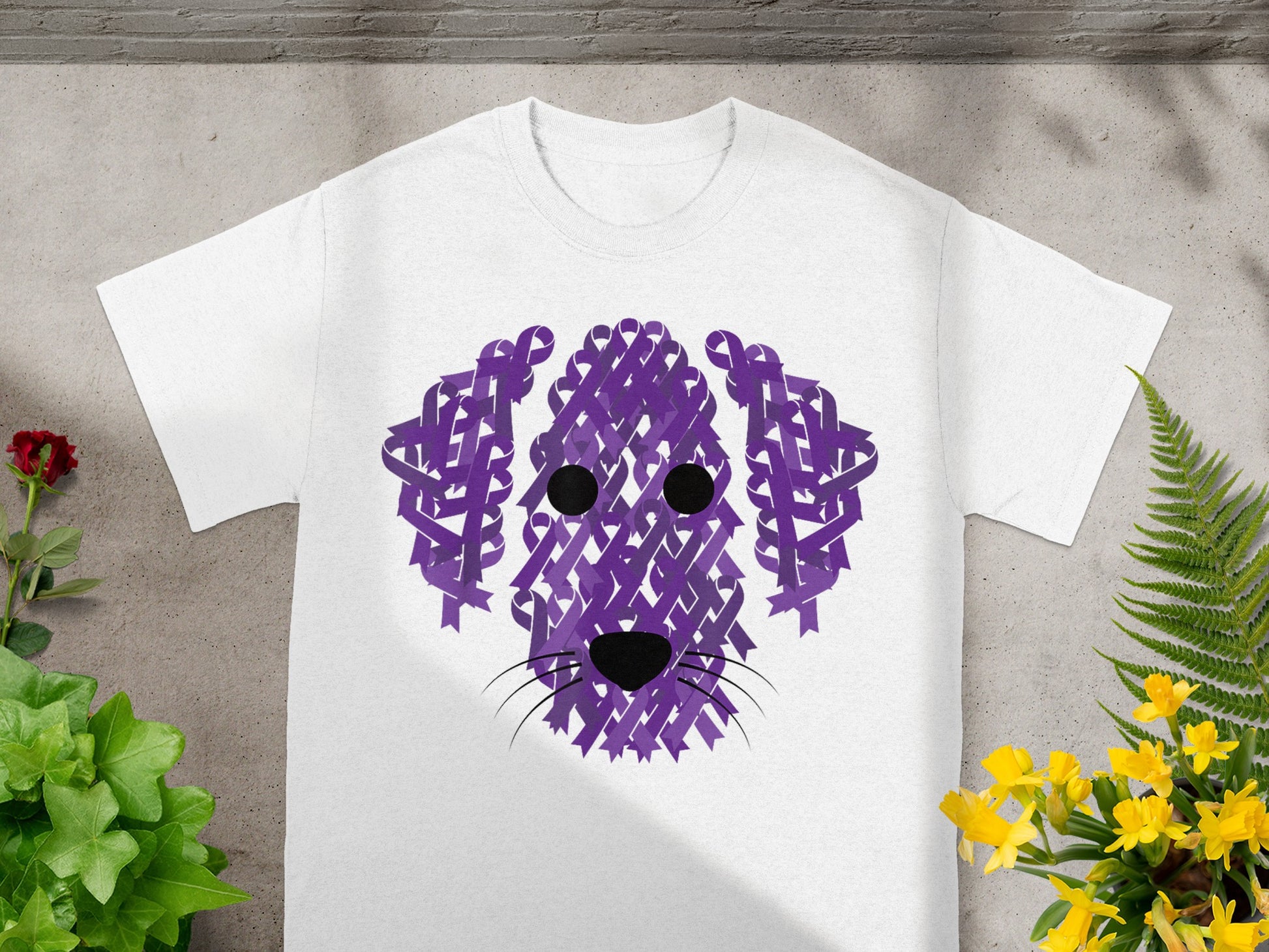 Purple Woven Dog Design Graphic T-Shirt Product