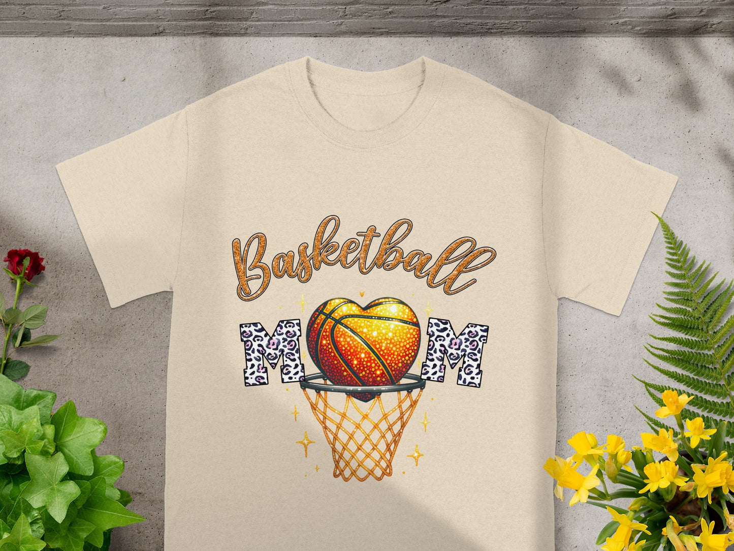 Basketball Mom Leopard Heart Graphic Tee