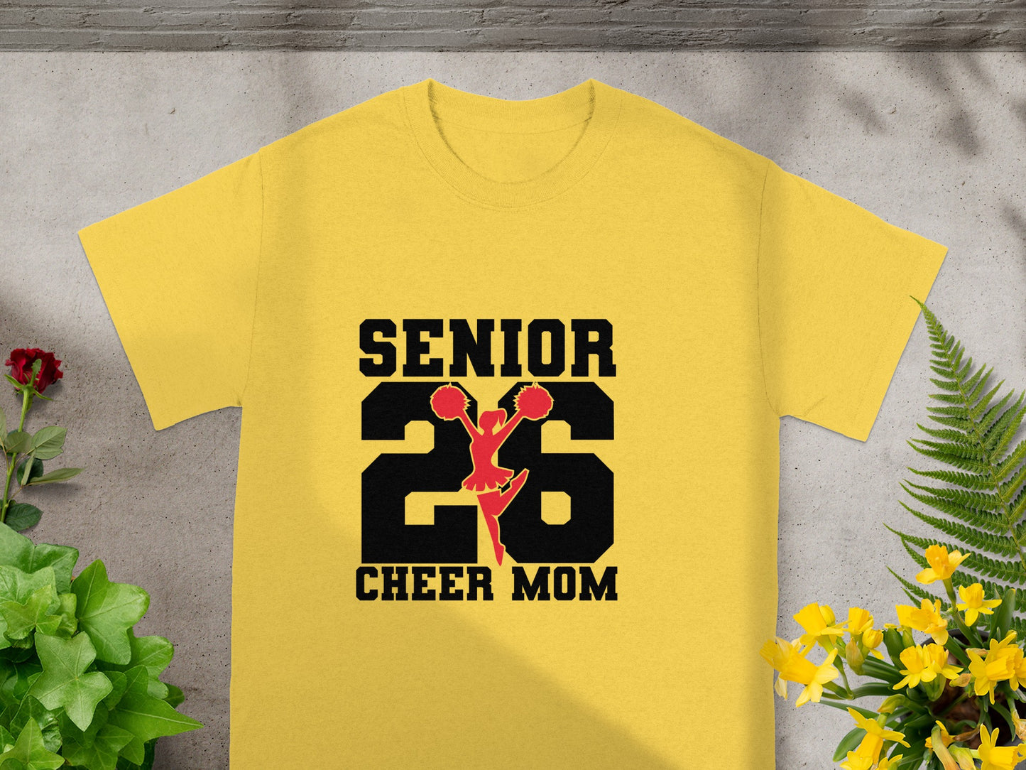 Senior 26 Cheer Mom Yellow Short Sleeve Shirt