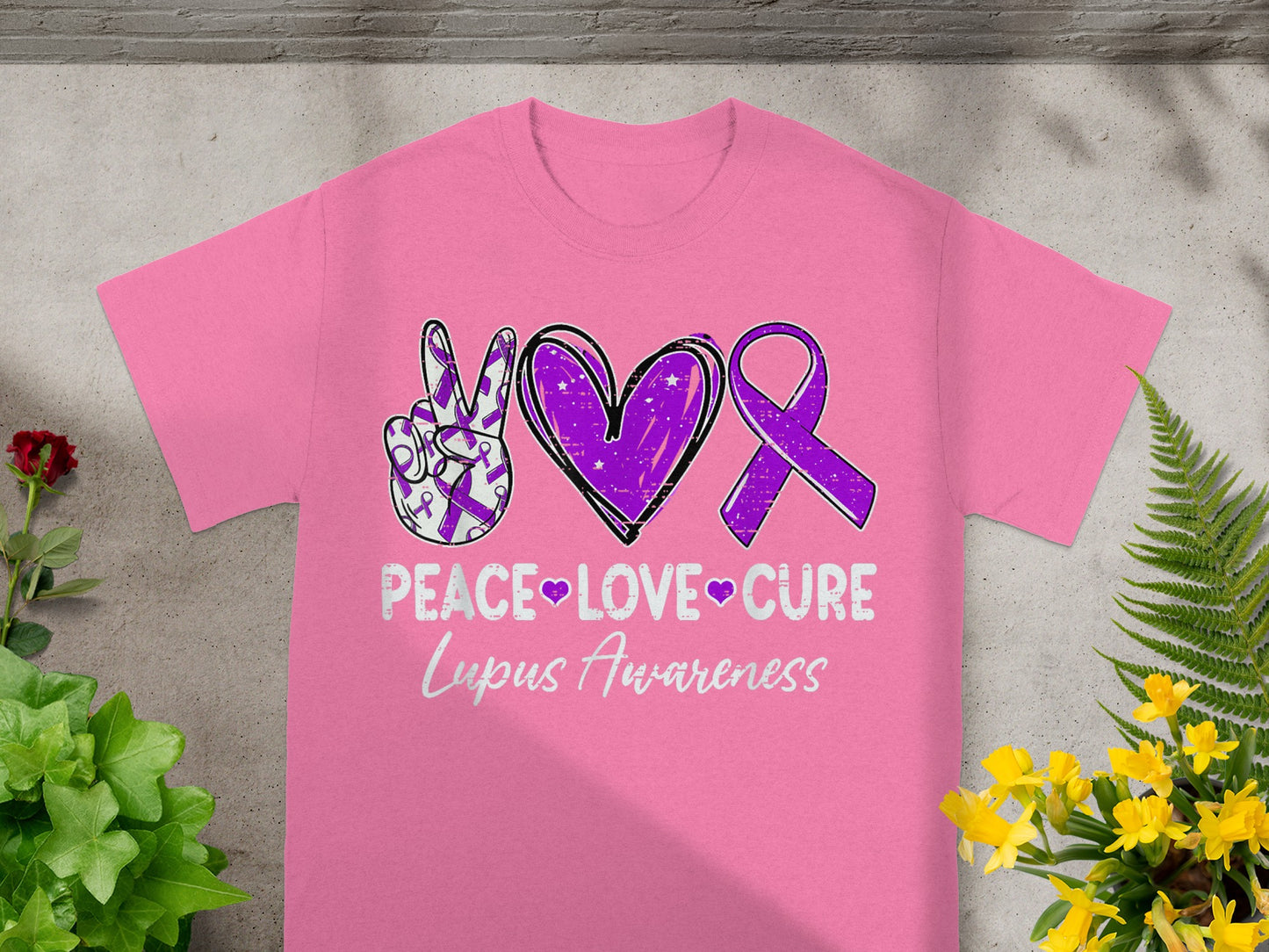 Peace Love Cure Lupus Awareness Graphic Shirt