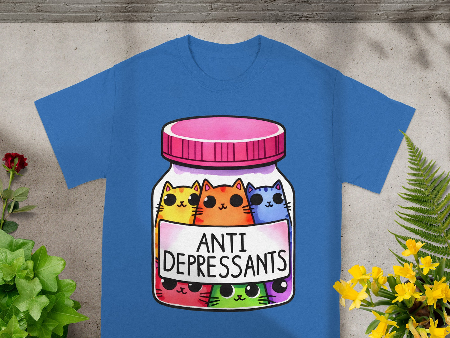 Anti Depressants Cats Jar Graphic T-Shirt
