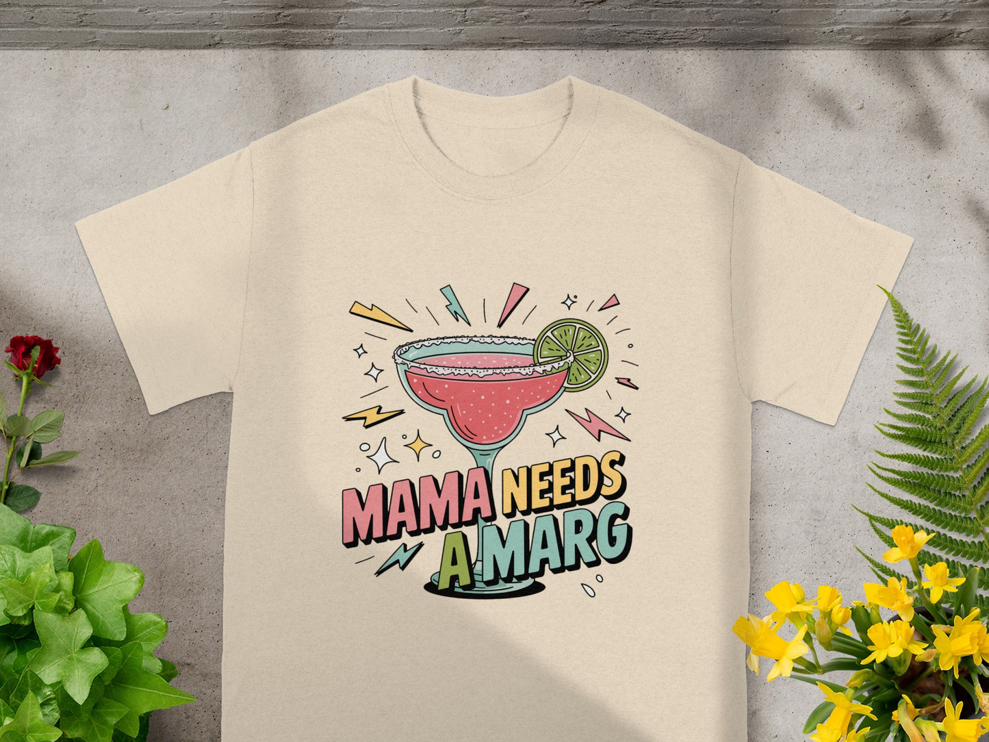 Mama Needs a Marg Colorful Graphic Tee Shirt