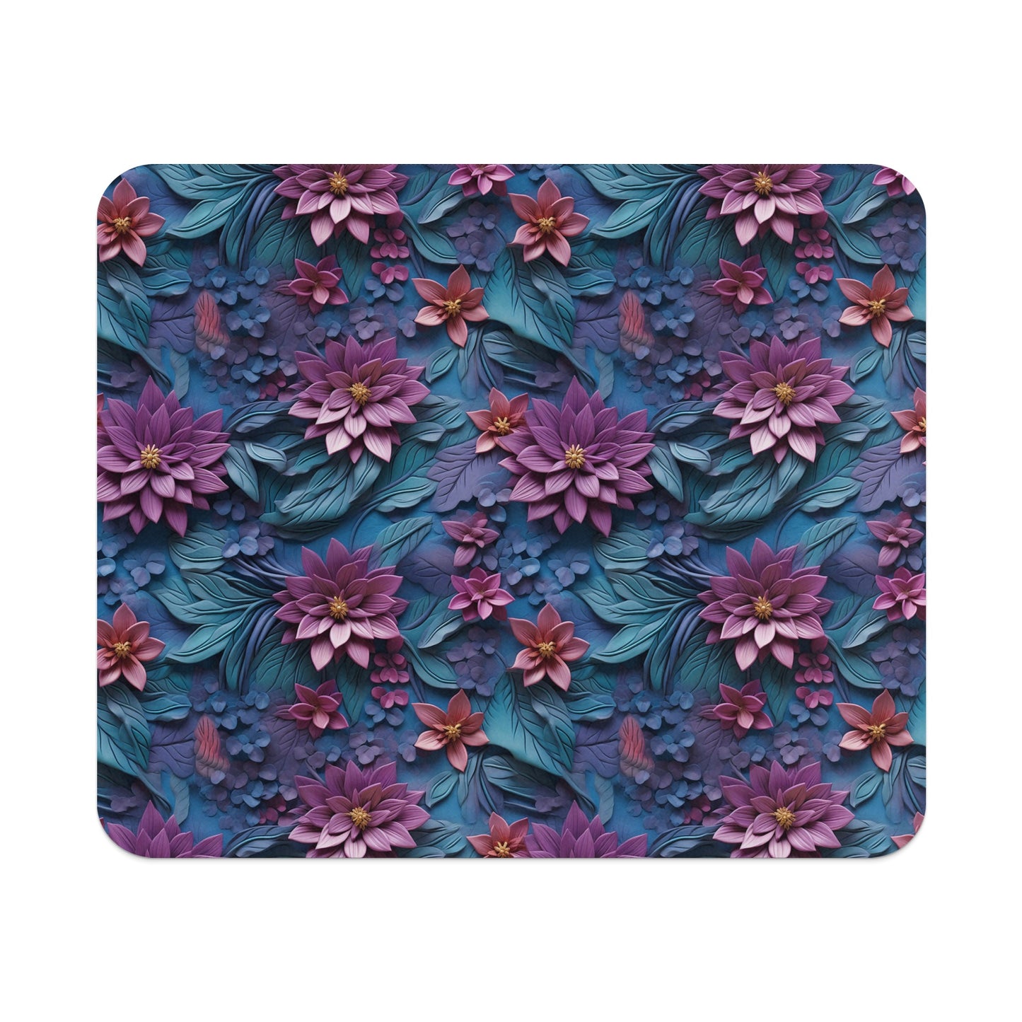 Vibrant Floral Design in Shades of Purple and Blue Mousepad