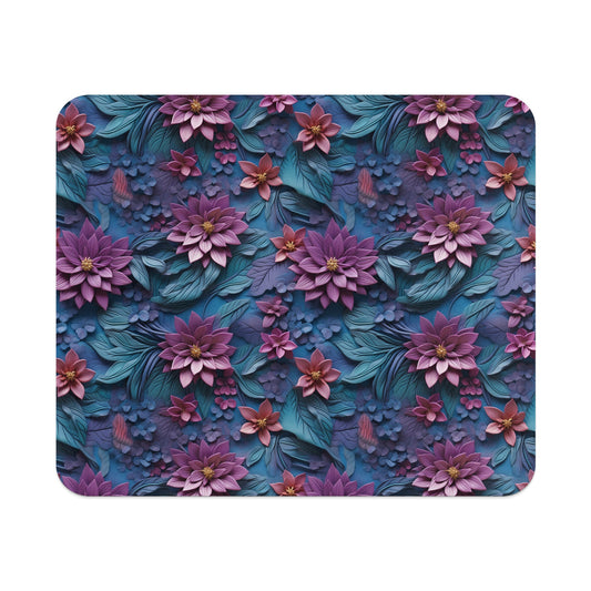 Vibrant Floral Design in Shades of Purple and Blue Mousepad