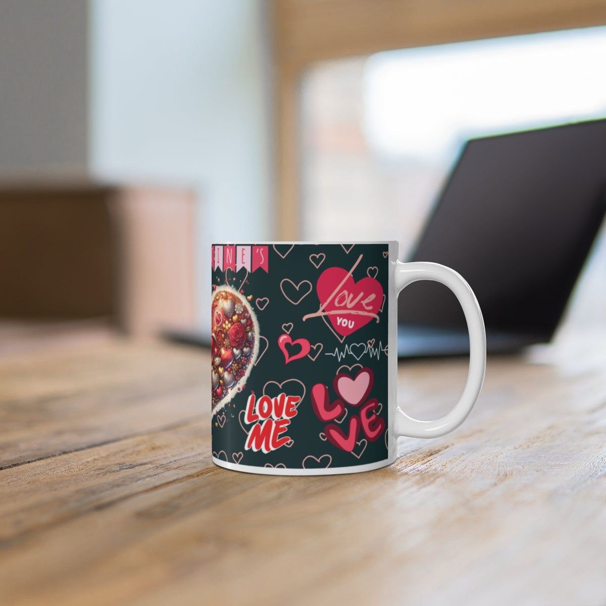 Love You Valentine's Day Heart Design Mug