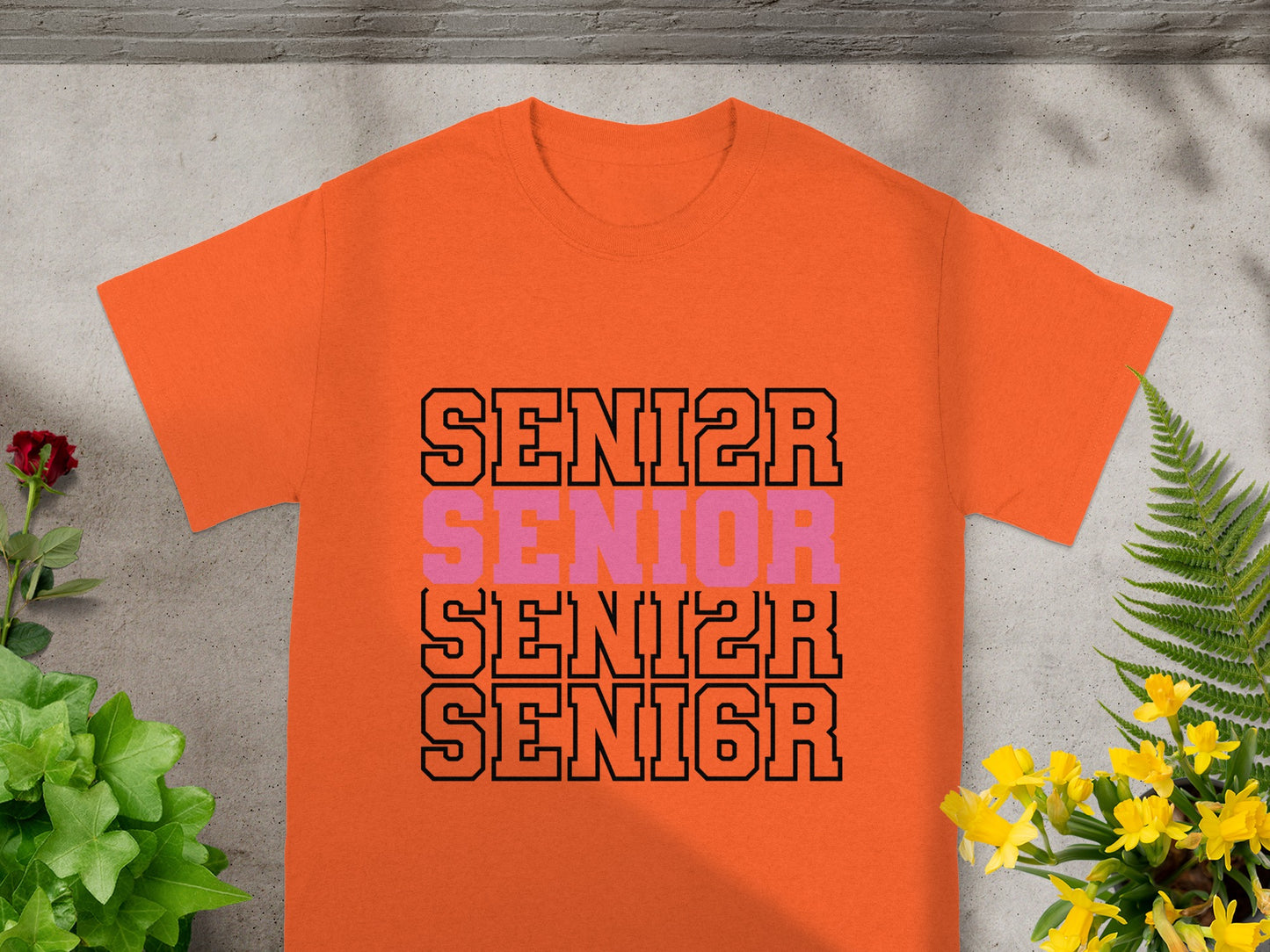 Senior Design Printed on Orange T-Shirt