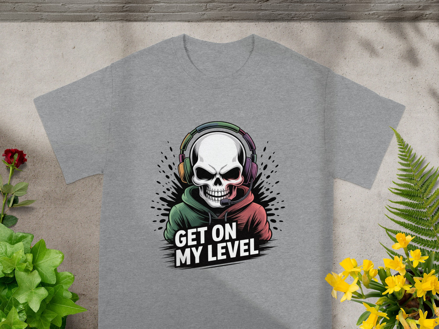GET ON MY LEVEL Skull Gaming Headphones T-shirt