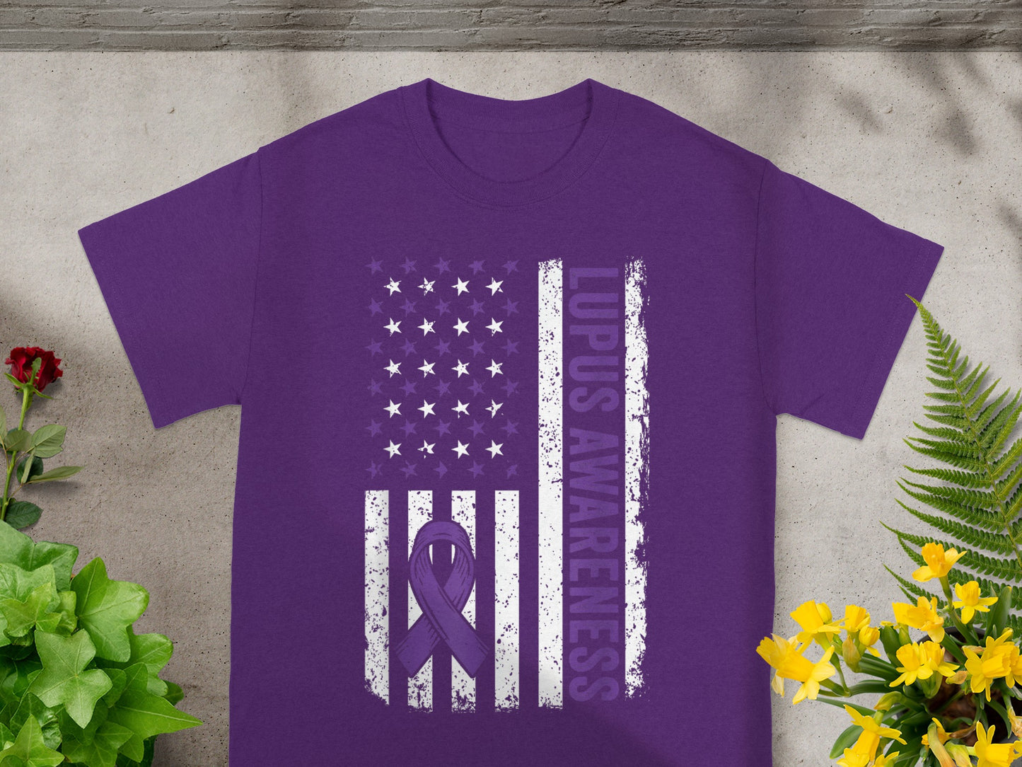 Lupus Awareness American Flag Ribbon T-shirt