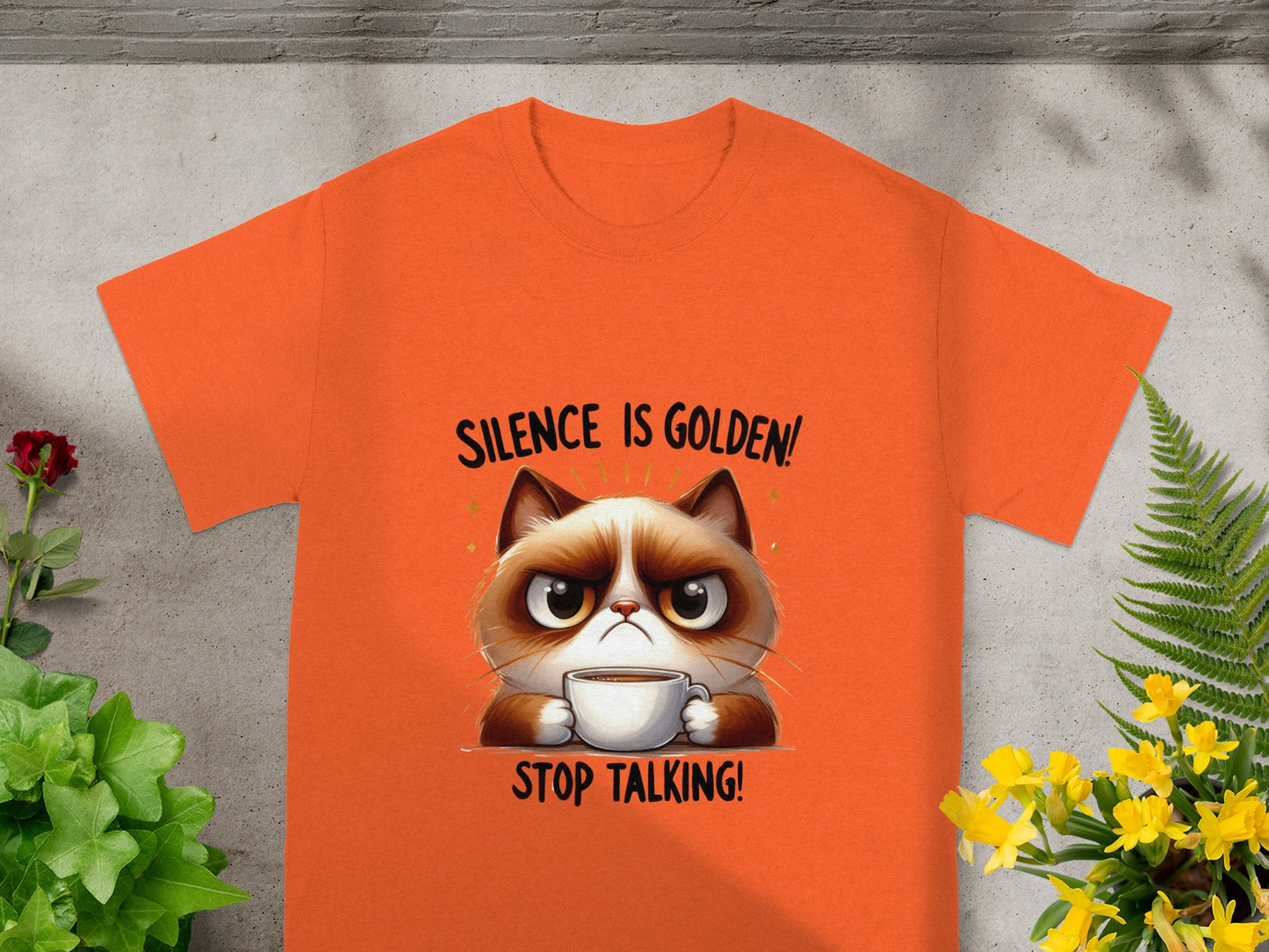 Silence is Golden Stop Talking Cat T-Shirt
