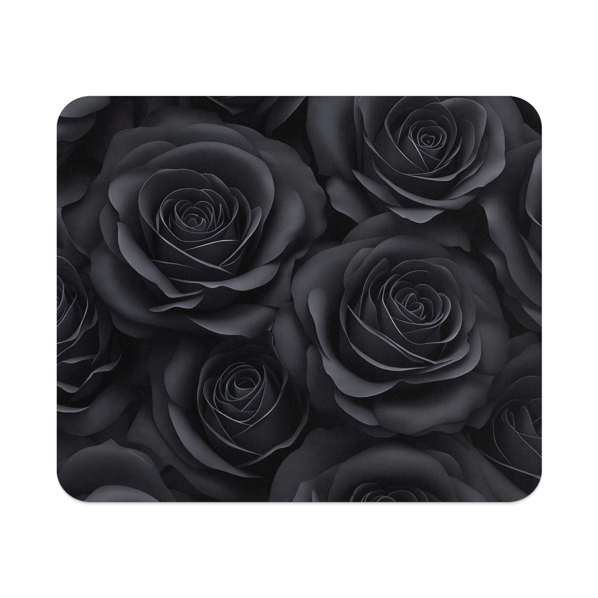 Black Rose Floral Art Design Rectangular Mousepad