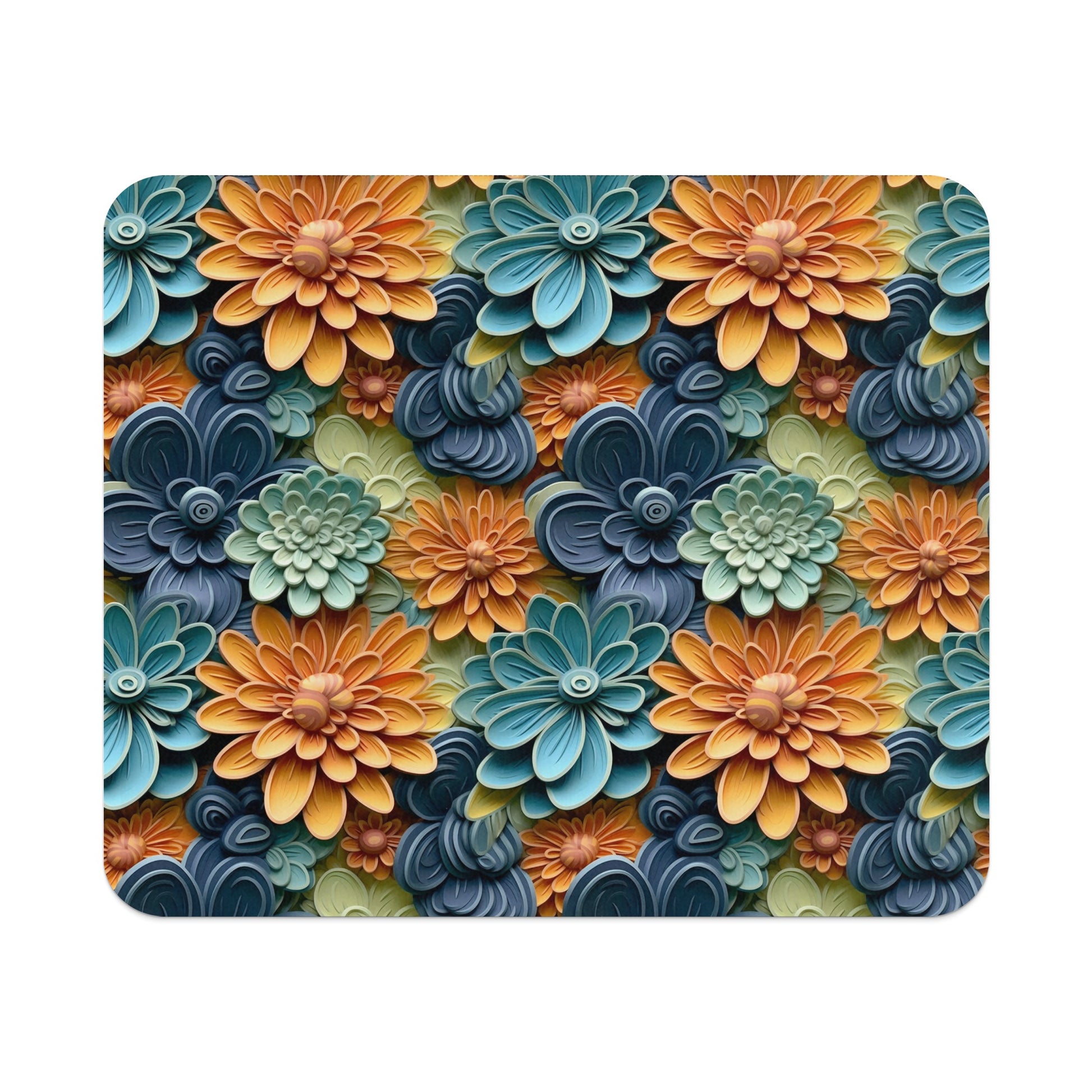 Vibrant Multicolored Floral Pattern Art Mouse Pad