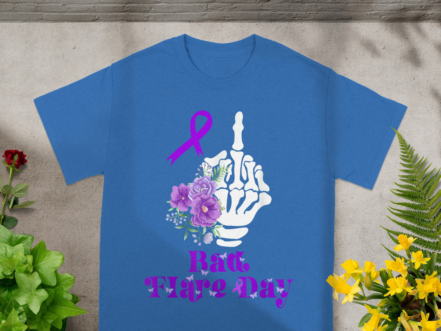 Bad Flare Day Skeleton Hand and Ribbon Graphic Shirt