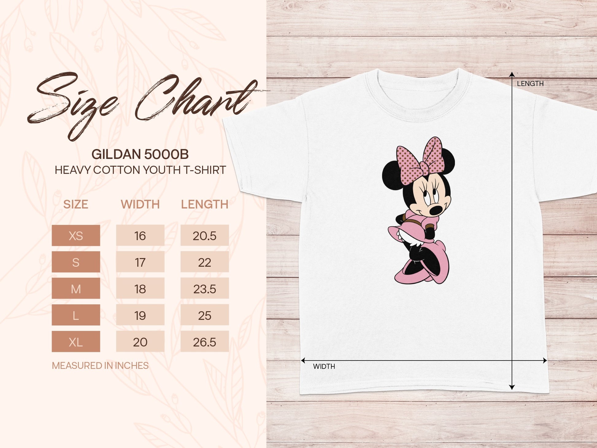 Gildan 5000B Youth T-Shirt Minnie Mouse Size Chart product type