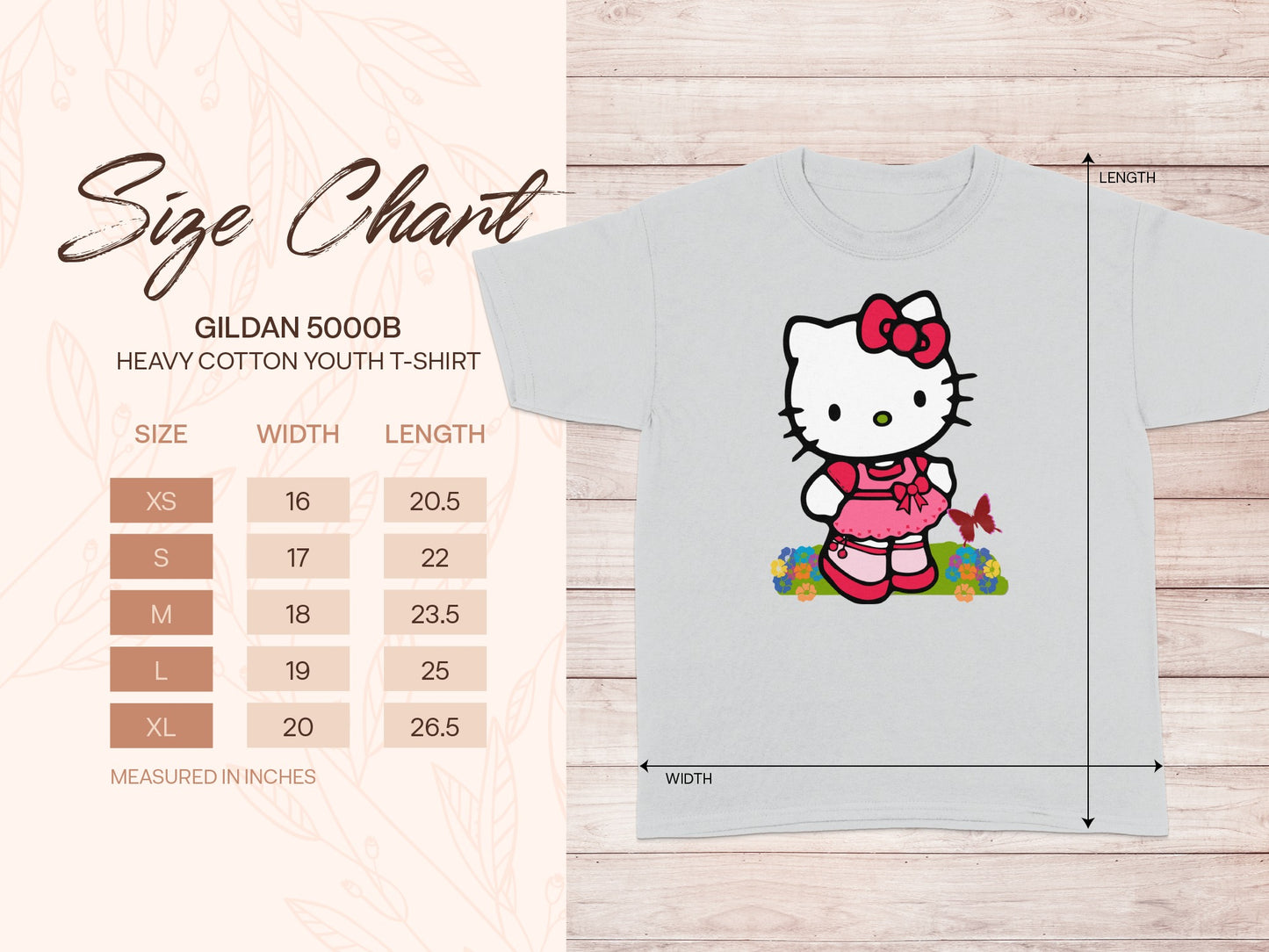 Gildan 5000B Youth T-shirt Size Chart Product Information product type