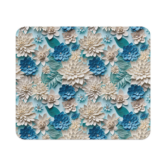 Blue and White Floral Design with Green Leaves product