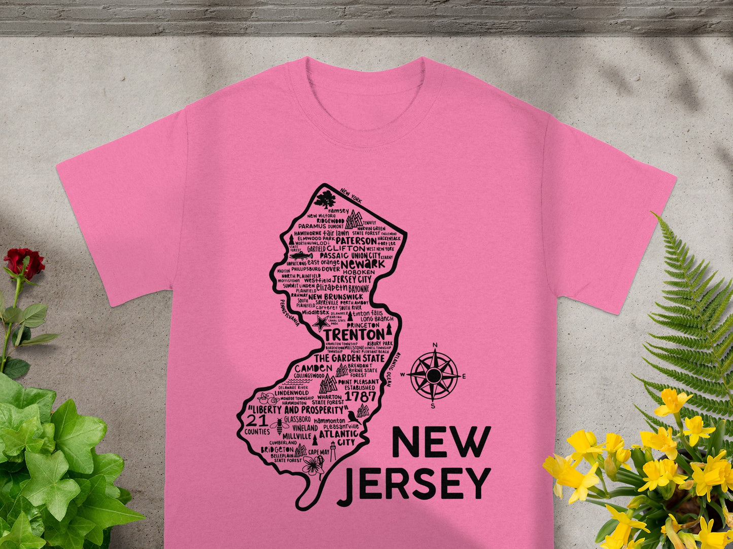 New Jersey Typography Map Graphic T-Shirt