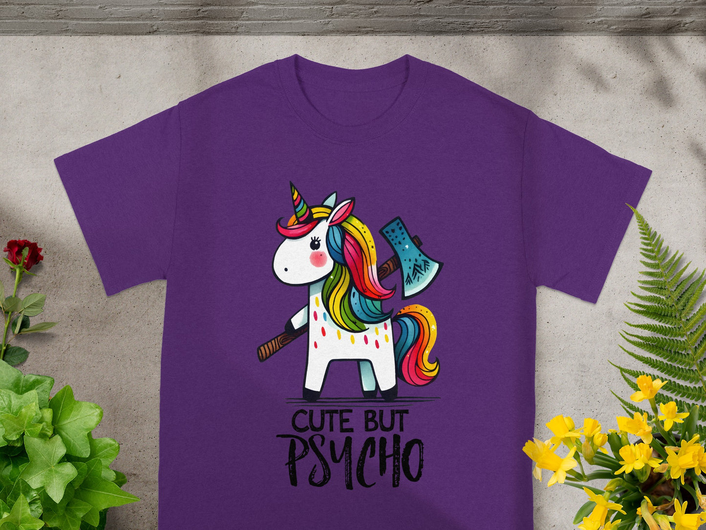 Cute But Psycho Funny Unicorn Graphic T-Shirt