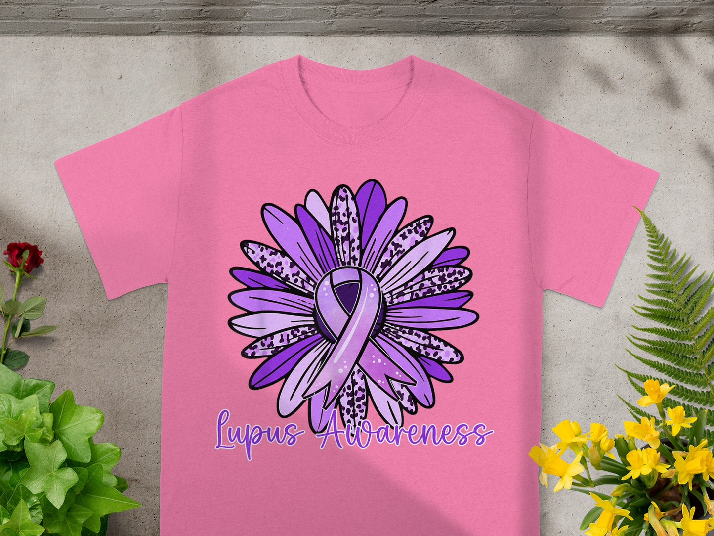 Lupus Awareness Purple Ribbon Flower Shirt
