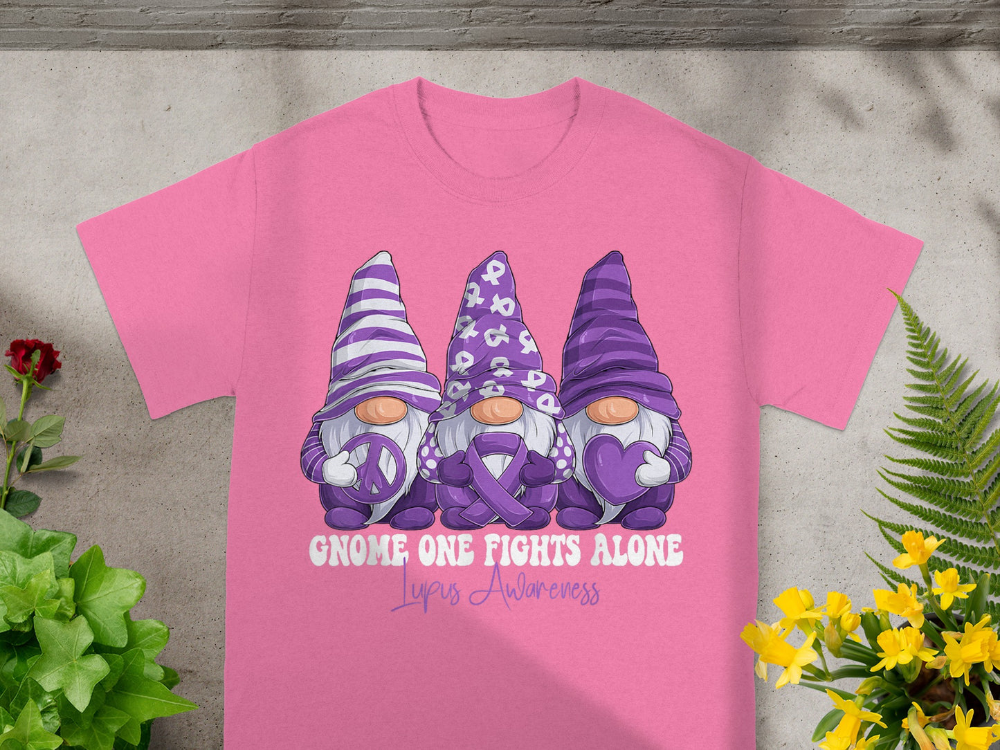 Gnome One Fights Alone Lupus Awareness Shirt